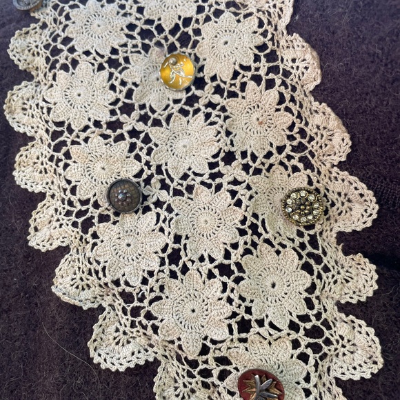 Handmade artsy boho sweater coat and embroidered cottagecore farm topper - Picture 9 of 11